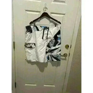 Joe Boxer Board Shorts Mens XL Swim Trunks lined Beach Surf Blue Black White